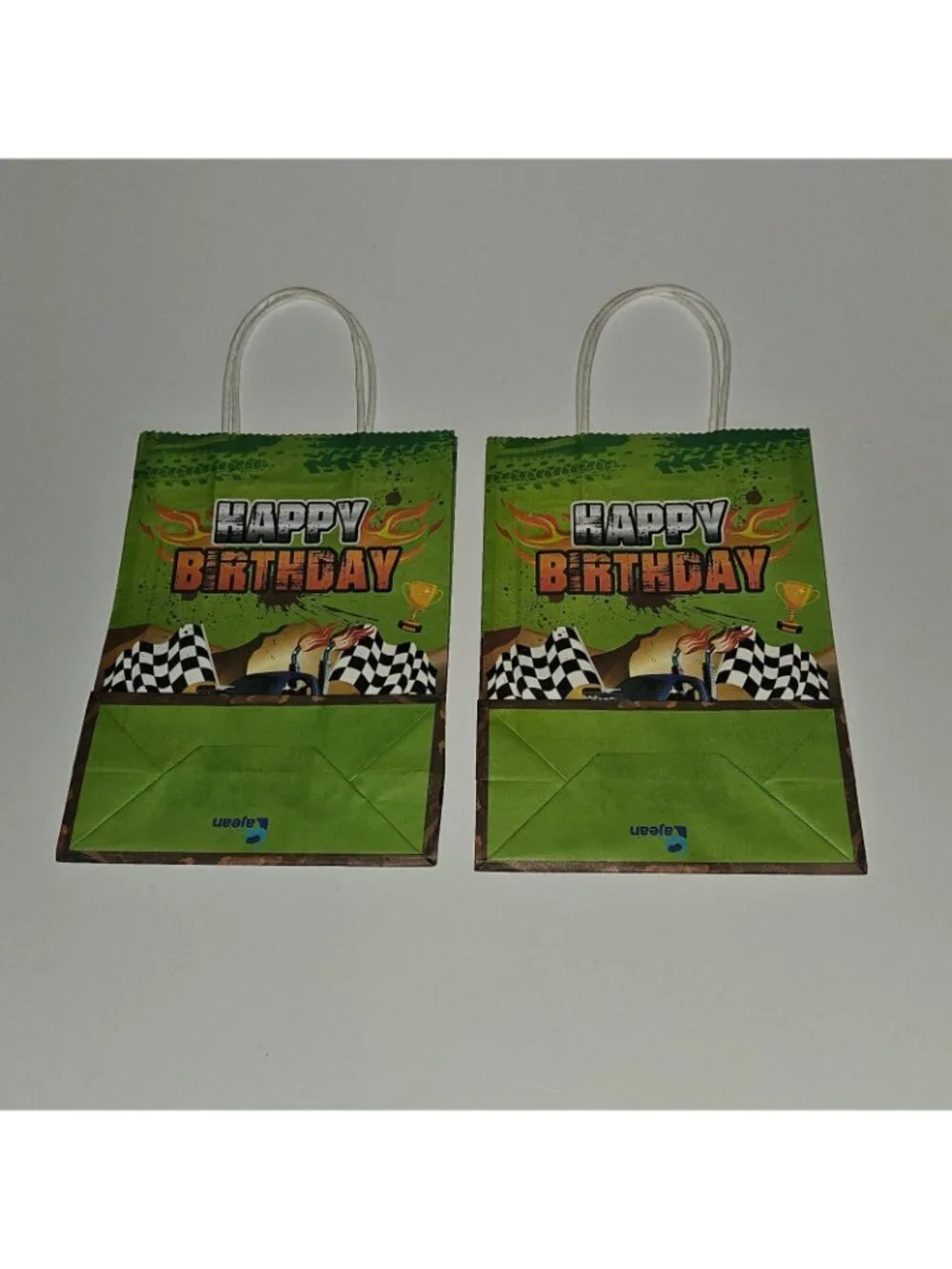 7 Monster Truck Happy Birthday Paper Gift Bag Lot 8.5x6 Green Blue Red Yellow